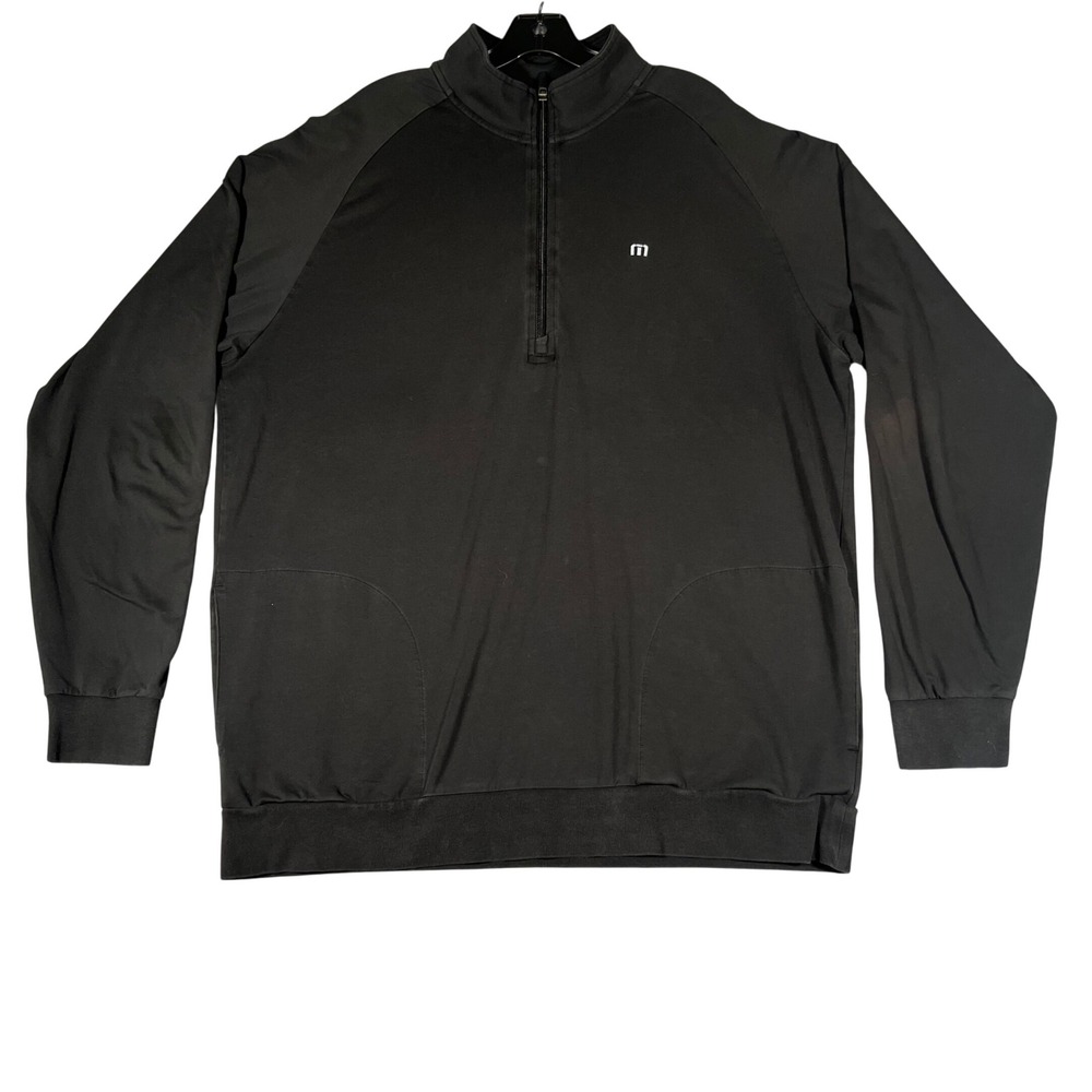 TravisMathew Mens XXL Black Quarter Zip Pullover Golf Performance Sweatshirt